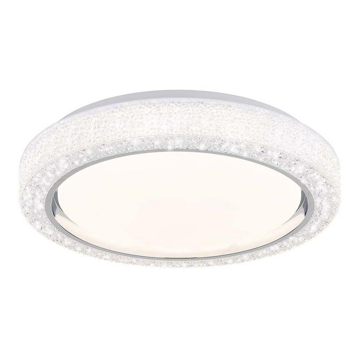 LED DECKENLEUCHTE Chromring Weiß Opal CCT - Weiß, Metall (40/40/8cm) - Globo Lighting