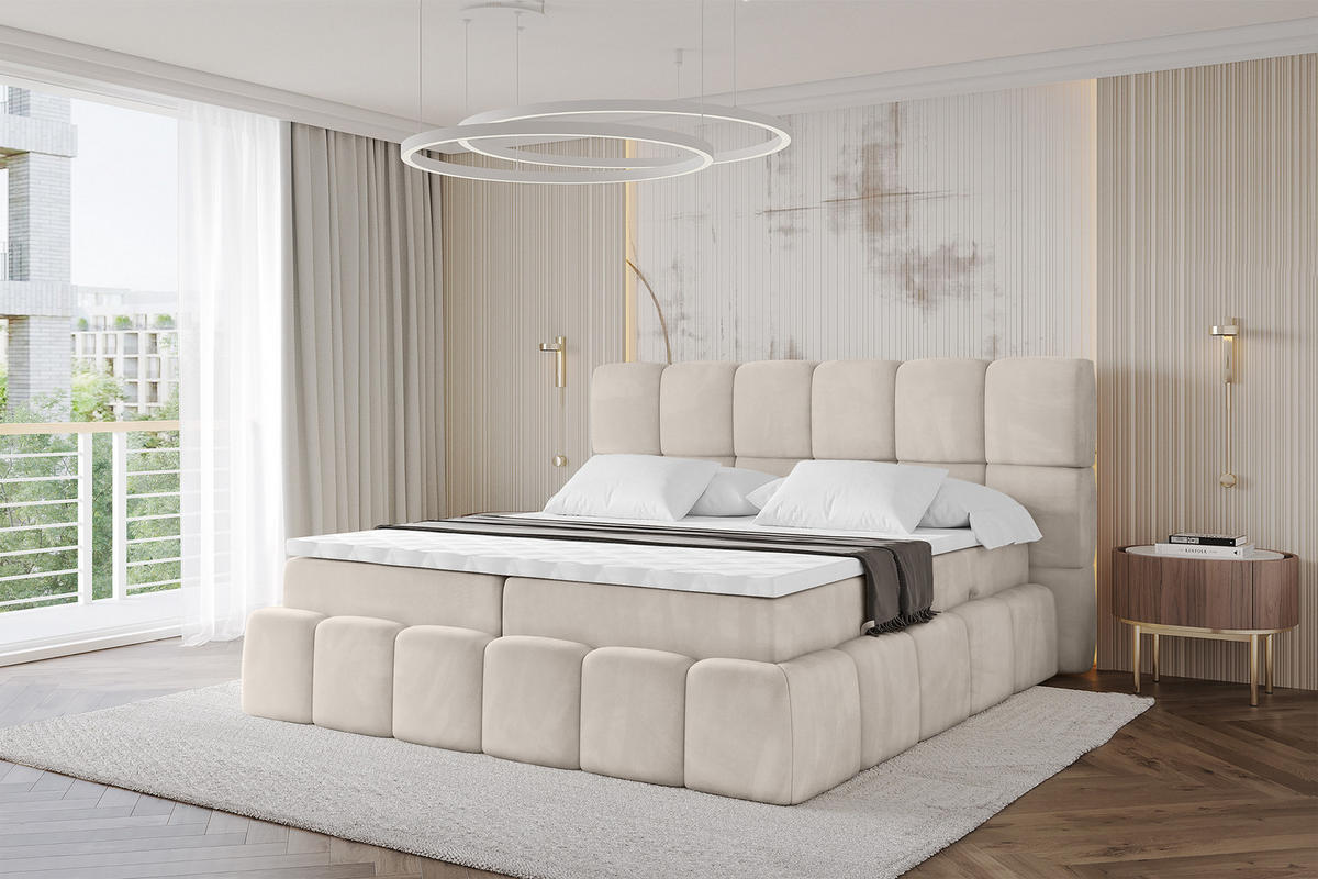 BOXBETT - AURI-H3 - 200x200 Beige Casablanca - Beige, Holzwerkstoff (200/200cm) - ALTDECOR