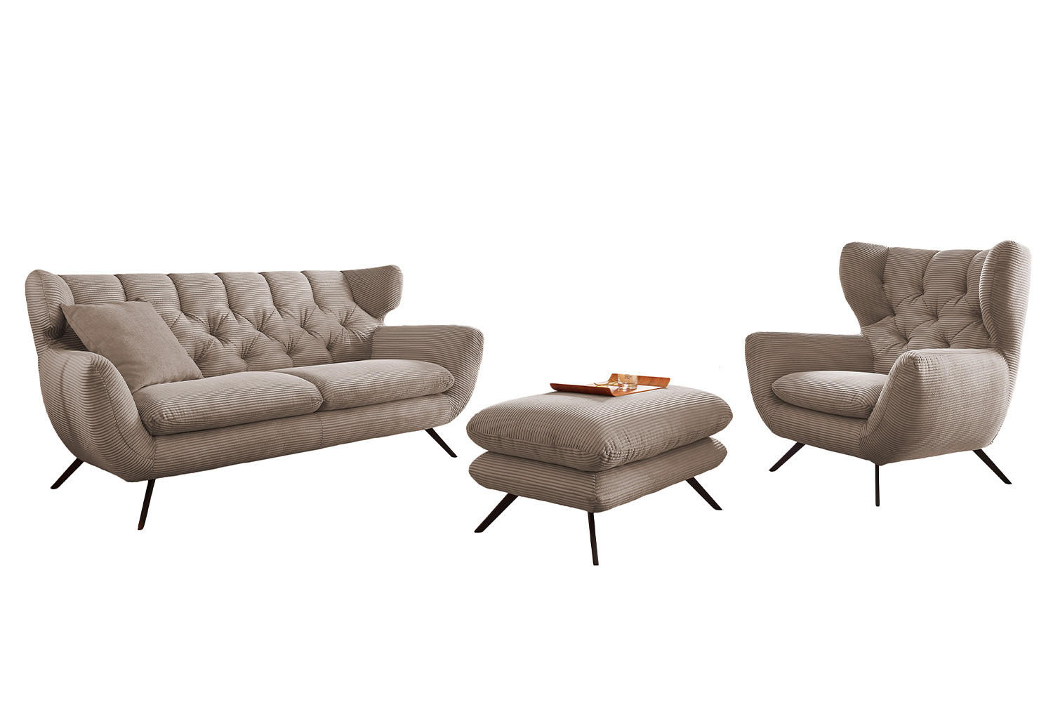 Kawola Sitzgruppe Taupe 200x94x95 cm
