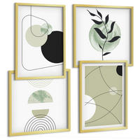 BILDER SET 4er Set - 50x50 cm & 40x60 cm Goldrahmen - Abstrakte Formen und Farben - Goldfarben, Kunststoff (50/50cm) - TULUP