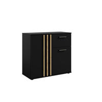 KOMMODE TECTONIC 80/72,7/35cm mit 1 Schubladen 2 Türen Schwarz - Schwarz, Holzwerkstoff (80/72.7/35cm) - MASSENO