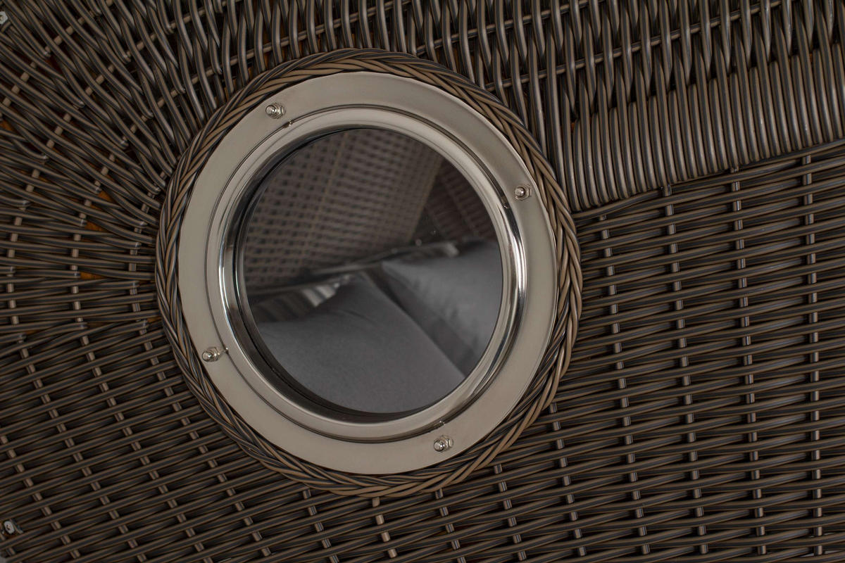 STRANDKORB XL Schillig Bullauge - Braun/Grau, Metall (142/170/95cm) - Mr. Deko