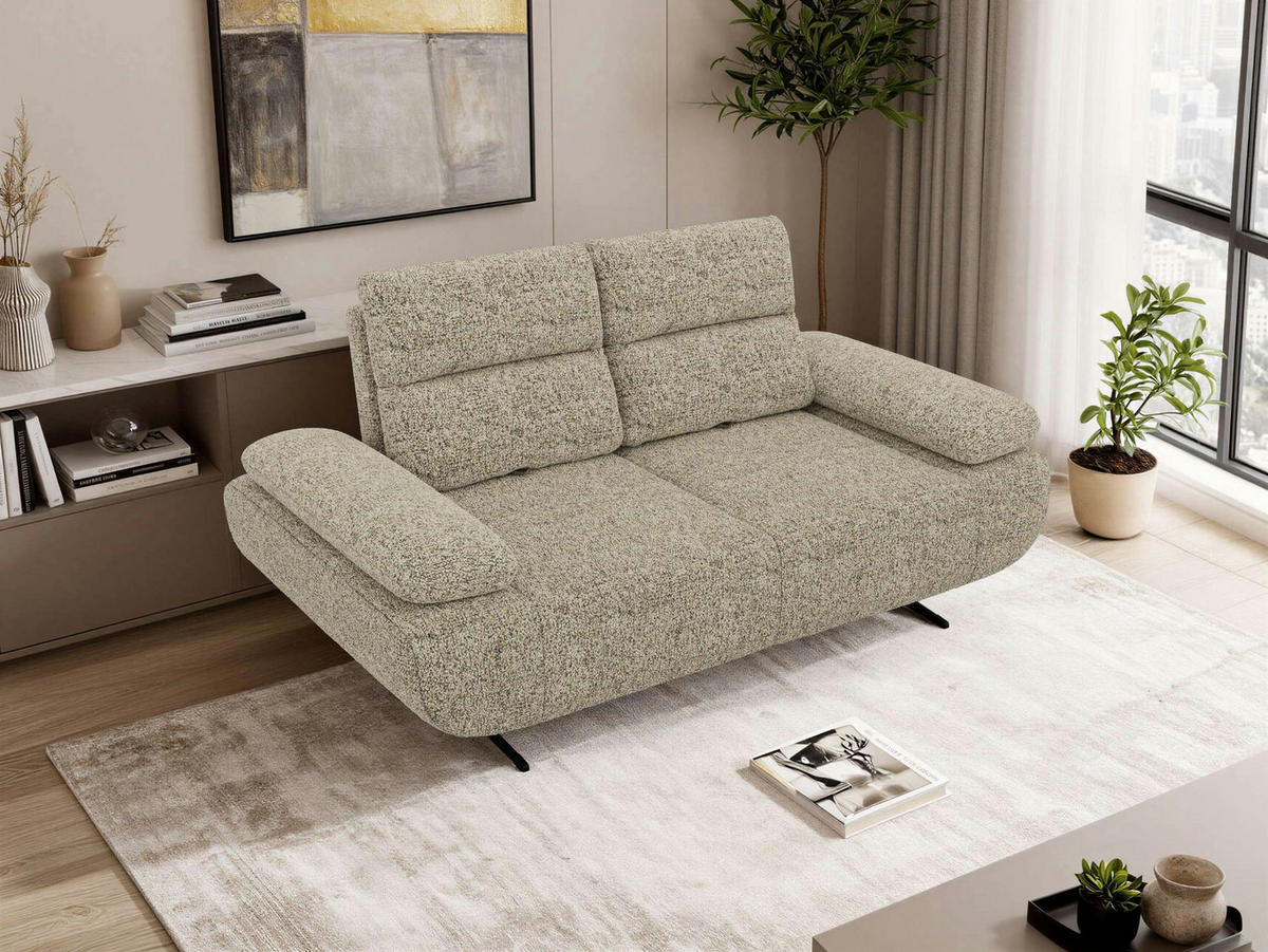 DVOUMÍSTNÁ POHOVKA SORAE - Béžová Strukturovaná látka - černá/béžová, kov/textil (182/94/107cm) - MKS
