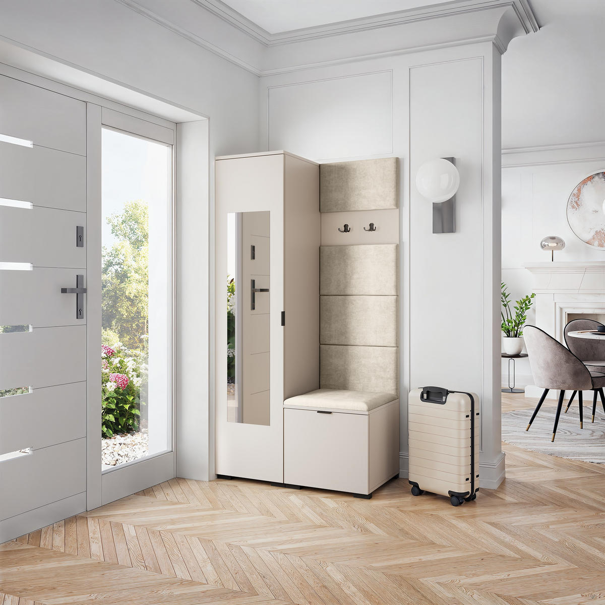 GARDEROBENSCHRANK VIRA 95/181/51 cm Modern Kaschmir - Kaschmir/Ecru, Holzwerkstoff (95/181/51cm) - MASSENO