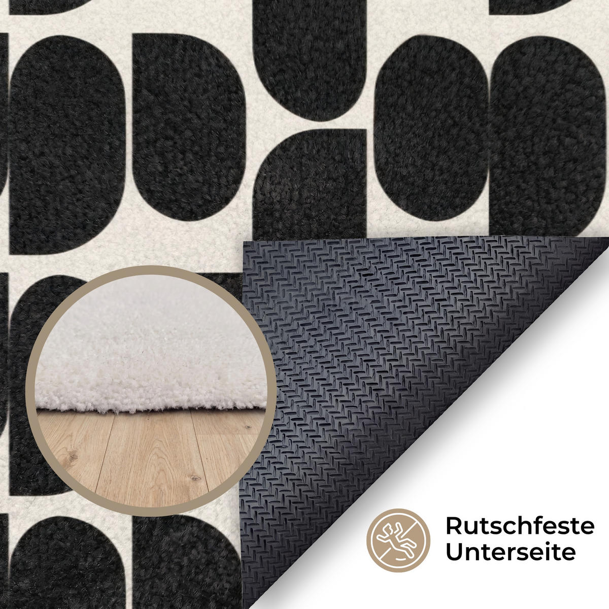 KOBERCE - Moderné - vzorované - čierne - 180x120 cm - čierna, textil/plast (180/0.4cm) - OnlyWow
