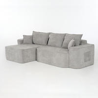ECKSOFA aus Chenille in Grau mit modularem Design - Grau, Textil (144/65/262cm) - Modfu