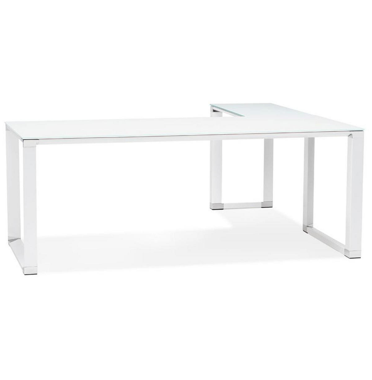 ECKSCHREIBTISCH Glas Metall Chromakzente Platzsparend KERIX, Weiß 200x200x74 cm - Weiß, Glas/Metall (200/200/74cm) - KADIMA DESIGN