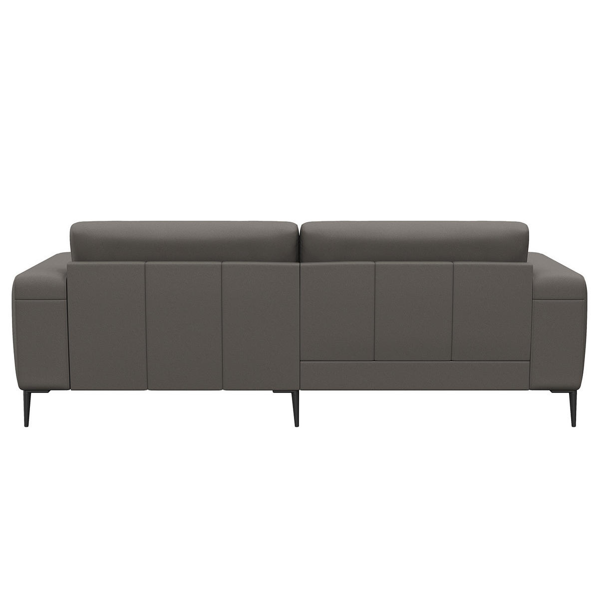 3-SITZER SOFA - Schwarz/Grau, Leder/Metall (225/77/88cm) - home24