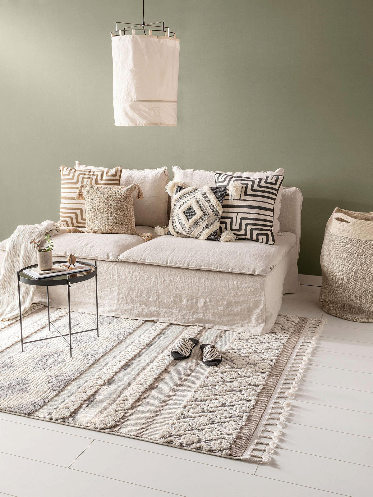 TEPPICH Oyo Cream/Grau 160x230 cm - Creme, Textil (160/230cm) - benuta Pop