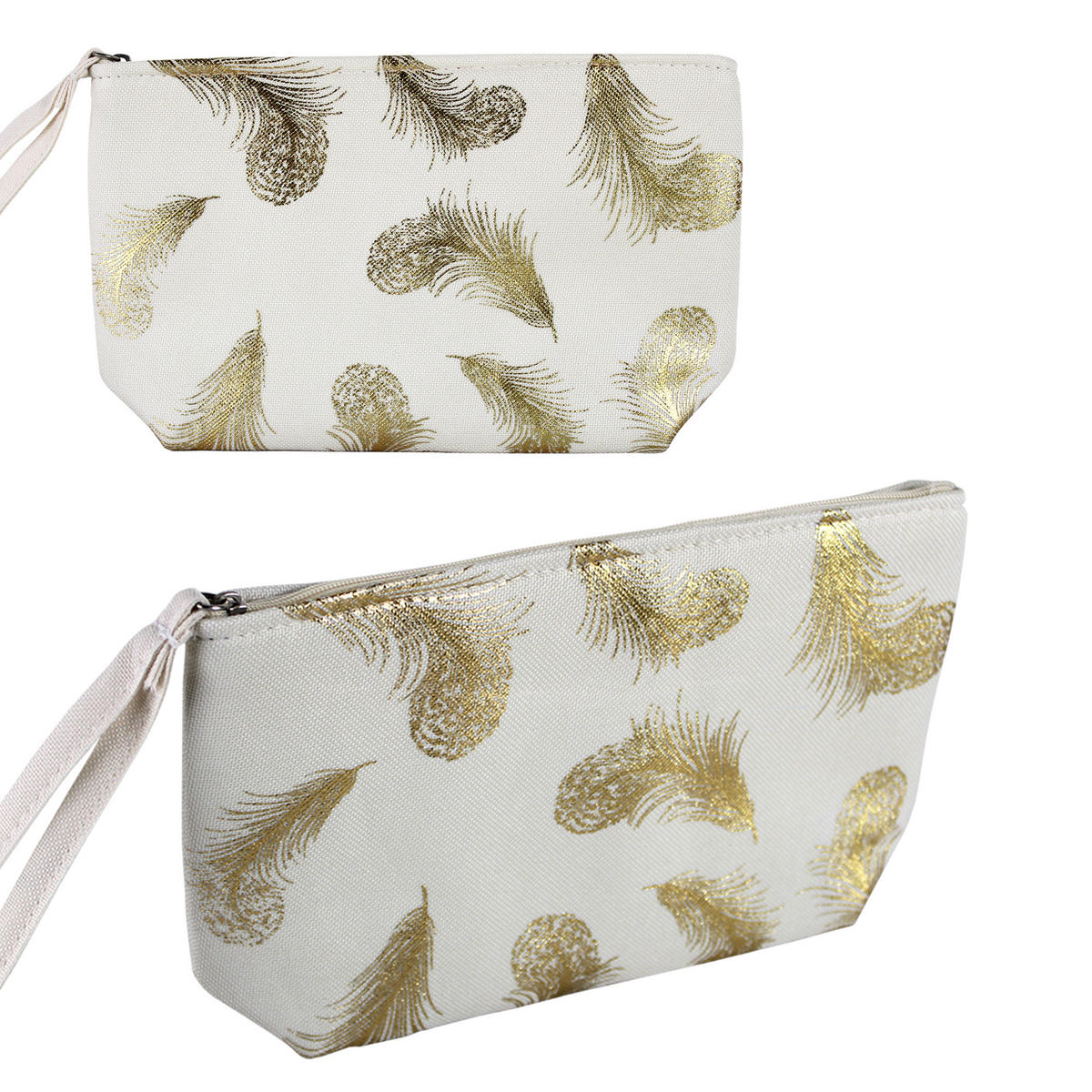 KULTURTASCHE Feder Motiv Creme - Creme, Textil (25/15/15cm) - TiborTex