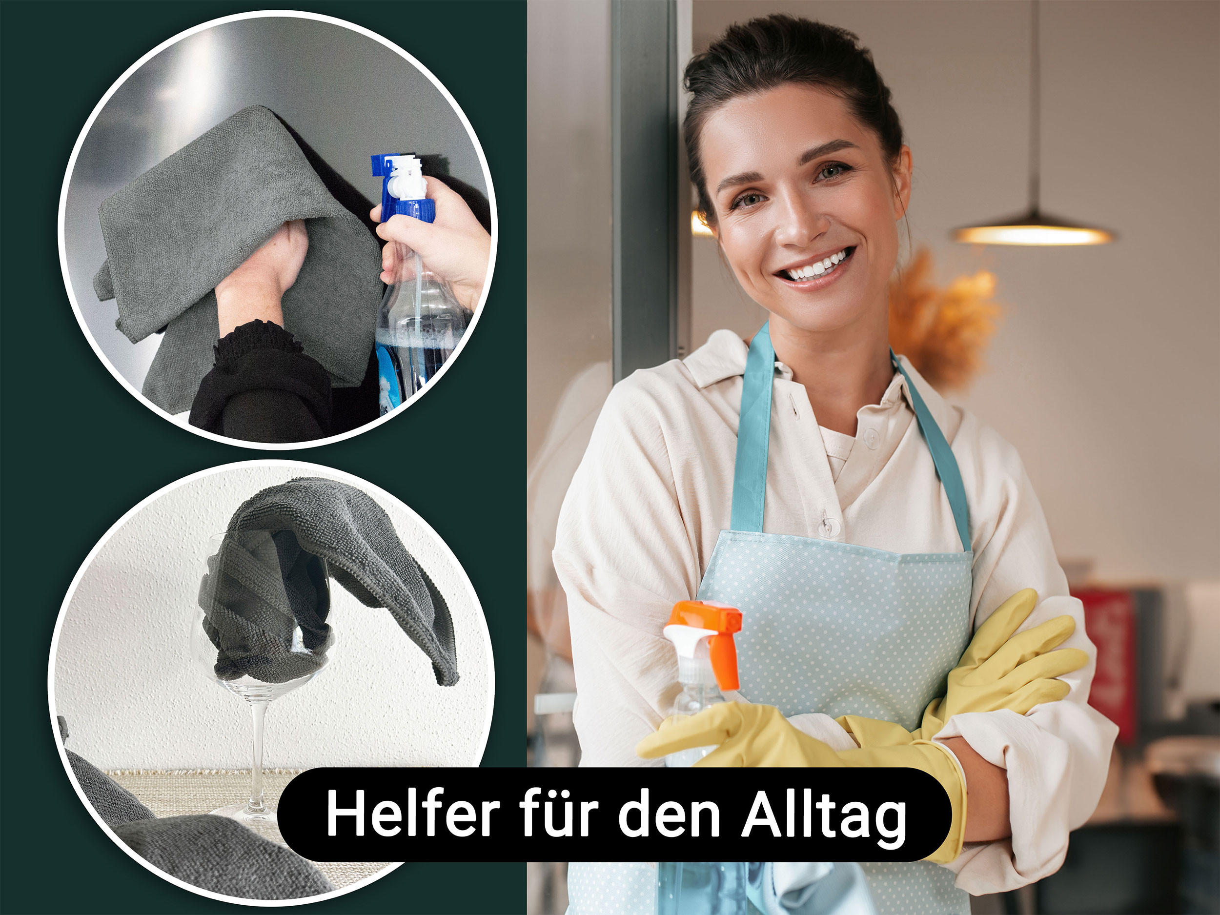 REINIGUNGSTÜCHER, 30er-Set, 40 x 40 cm, 80% Polyester, 20% Polyamid, Schwarz - Anthrazit, Textil (40/40cm) - Zollner
