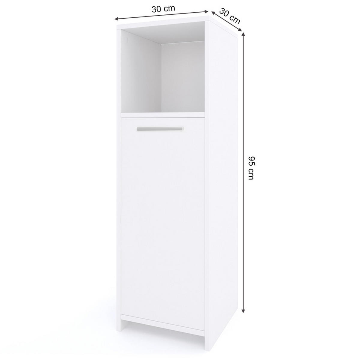 MIDISCHRANK Kiko Weiß 30 x 95 cm - Weiß, Holzwerkstoff (30/95/30cm) - Vicco