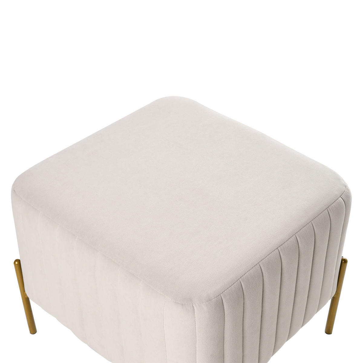 TABURET catifea alb crem Utah - alb, material textil (47/43/47cm) - Beliani