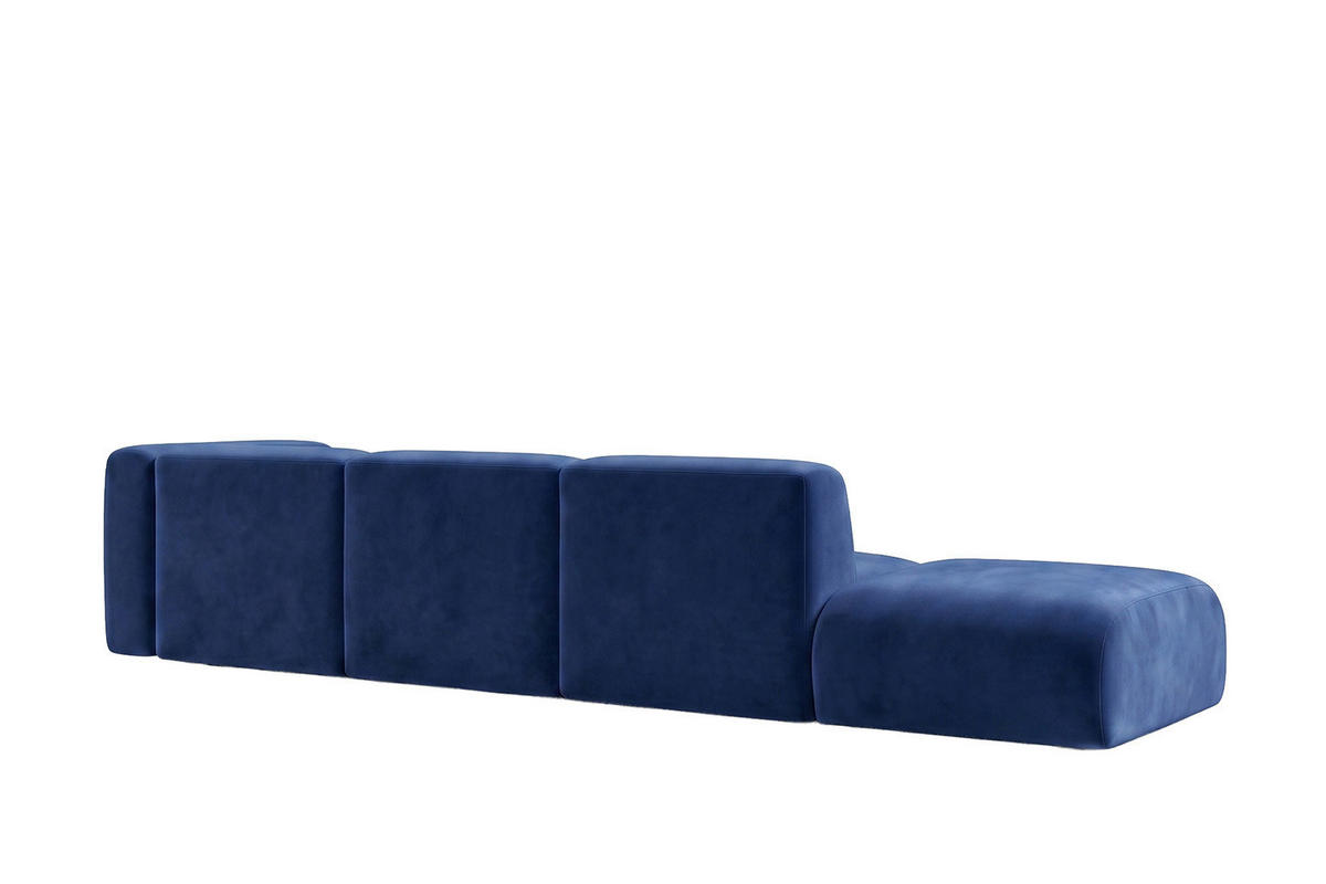 ECKSOFA L-Form Mit Hocker, Velvet-Stoff Bluvel, Tintenblau, Links, GRETA - Blau, Holz (386/179cm) - Kaiser Möbel