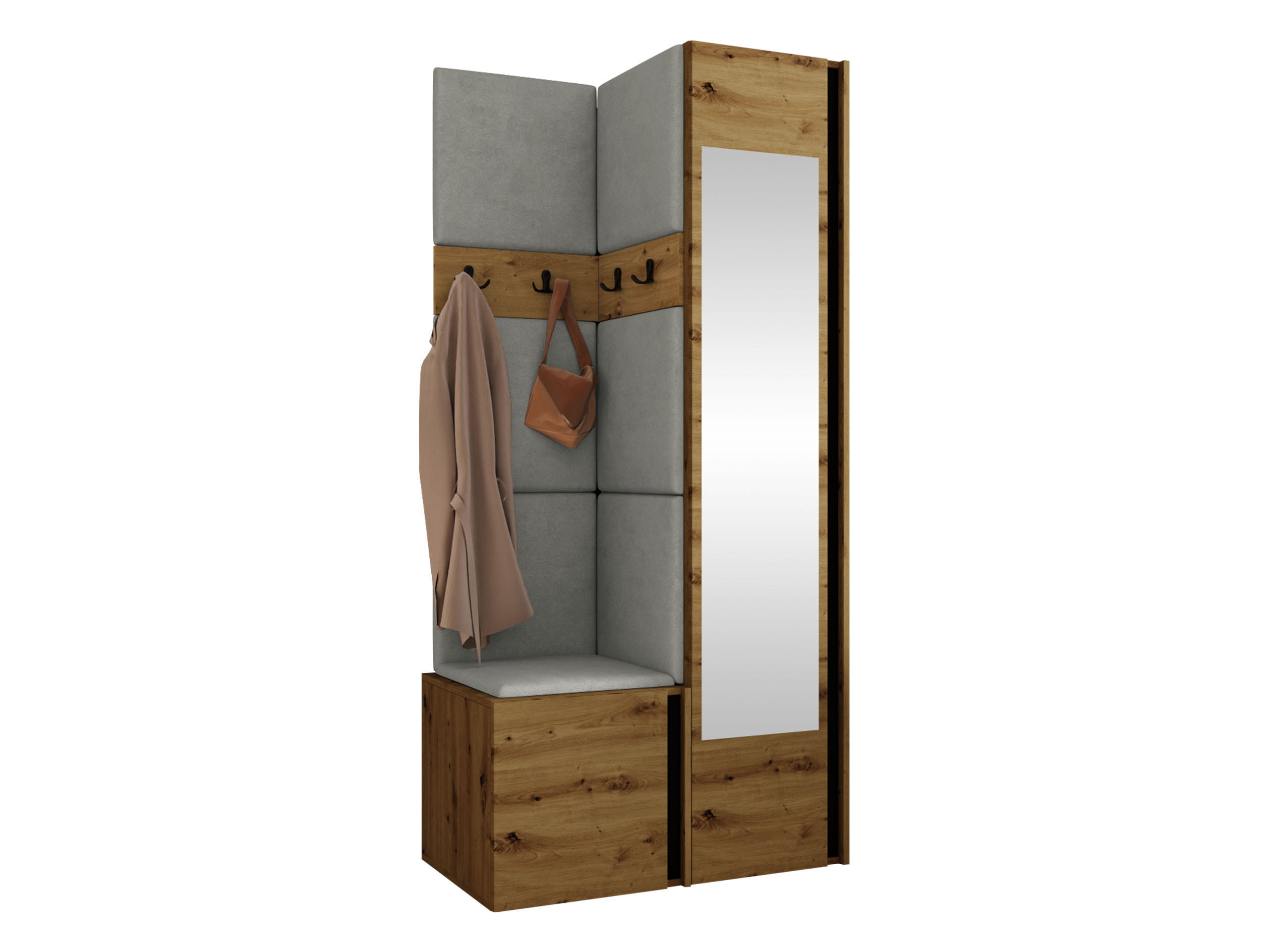 MOBILIER PENTRU HOL Orion XXV - stejar Artisan/gri, material plastic/compozit lemnos (82/186/46cm) - MIRJAN24