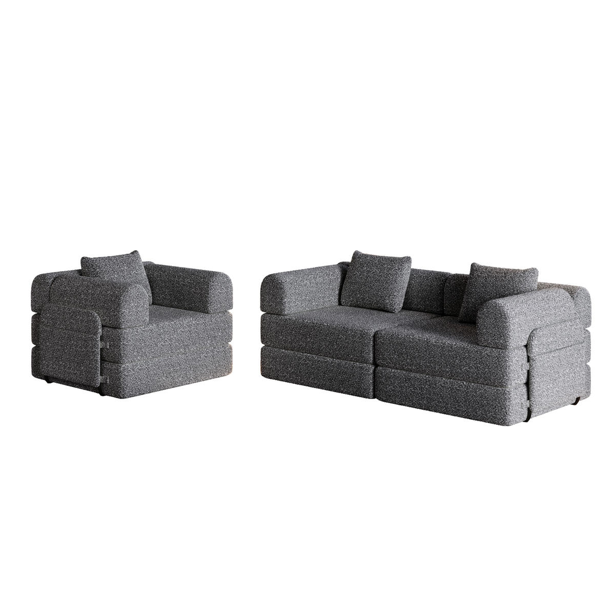 SCHLAFSESSEL 2-in-1 mit Bettfunktion, Armlehnen-Staufach und flexibler Modulnutzung, Grau - Grau, Textil (274/69.8/183.8cm) - Redom