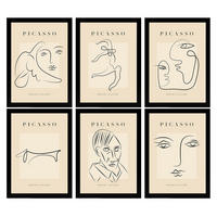 POSTER Set Mit 6 Illustrationen Von Pablo Picasso Starren A3 Schwarzer Rahmen - Schwarz, Papier (29/3cm) - Nacnic