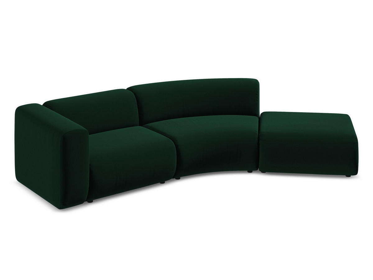 4-SITZER-SOFA Samt Stoff Grün - Dunkelgrün/Schwarz, Kunststoff/Textil (335/70/166cm) - Makamii