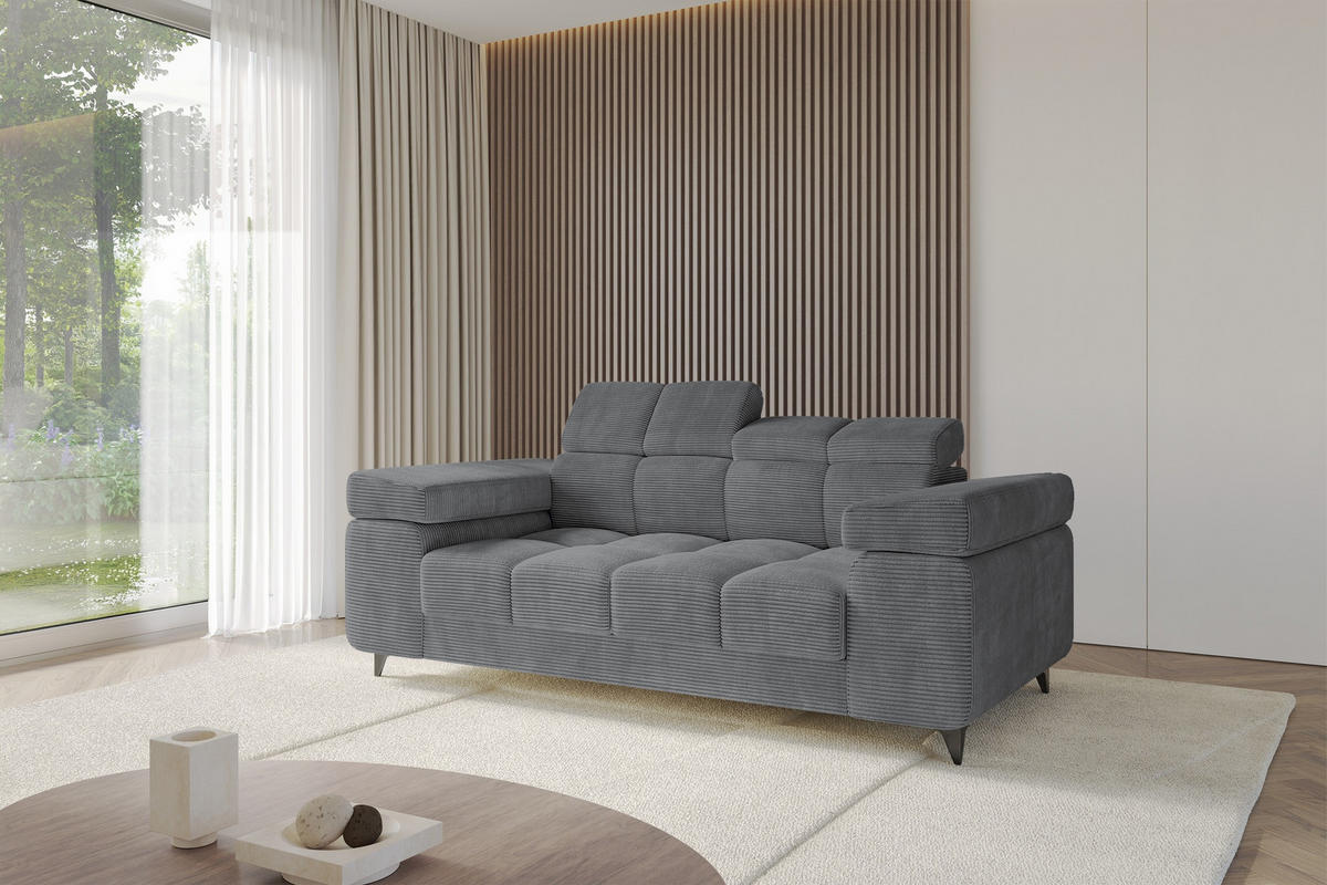 SOFA 2-Sitzer LORD-S1 194x97x90 cm Dunkelgrau Cord - Dunkelgrau, Holzwerkstoff/Textil (194/90/97cm) - ALTDECOR