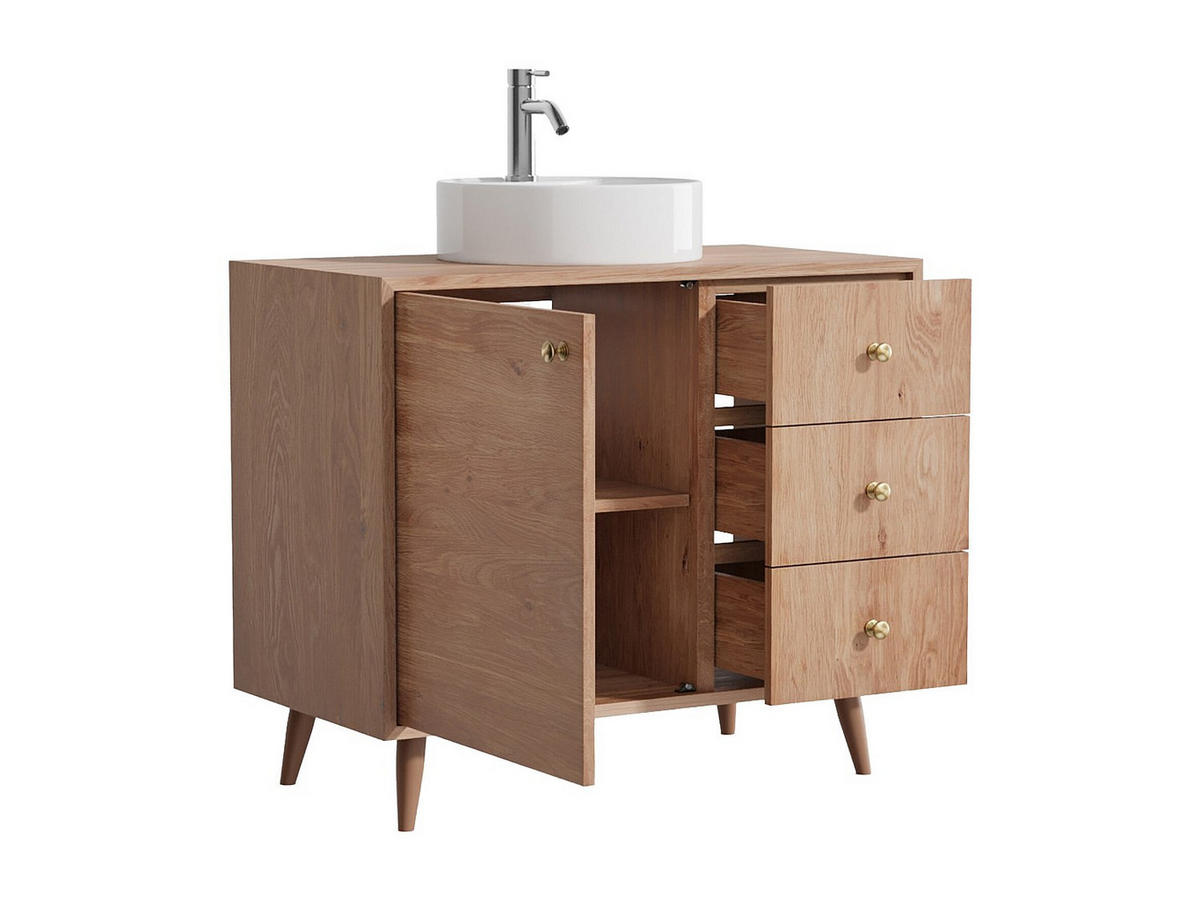EINZELWASCHTISCH - 93 cmcm x 50 cmcm - Holz, Platte - Naturfarben Hell - ZARENO - Naturfarben, Holz (93/80.5/50cm) - Vente-Unique