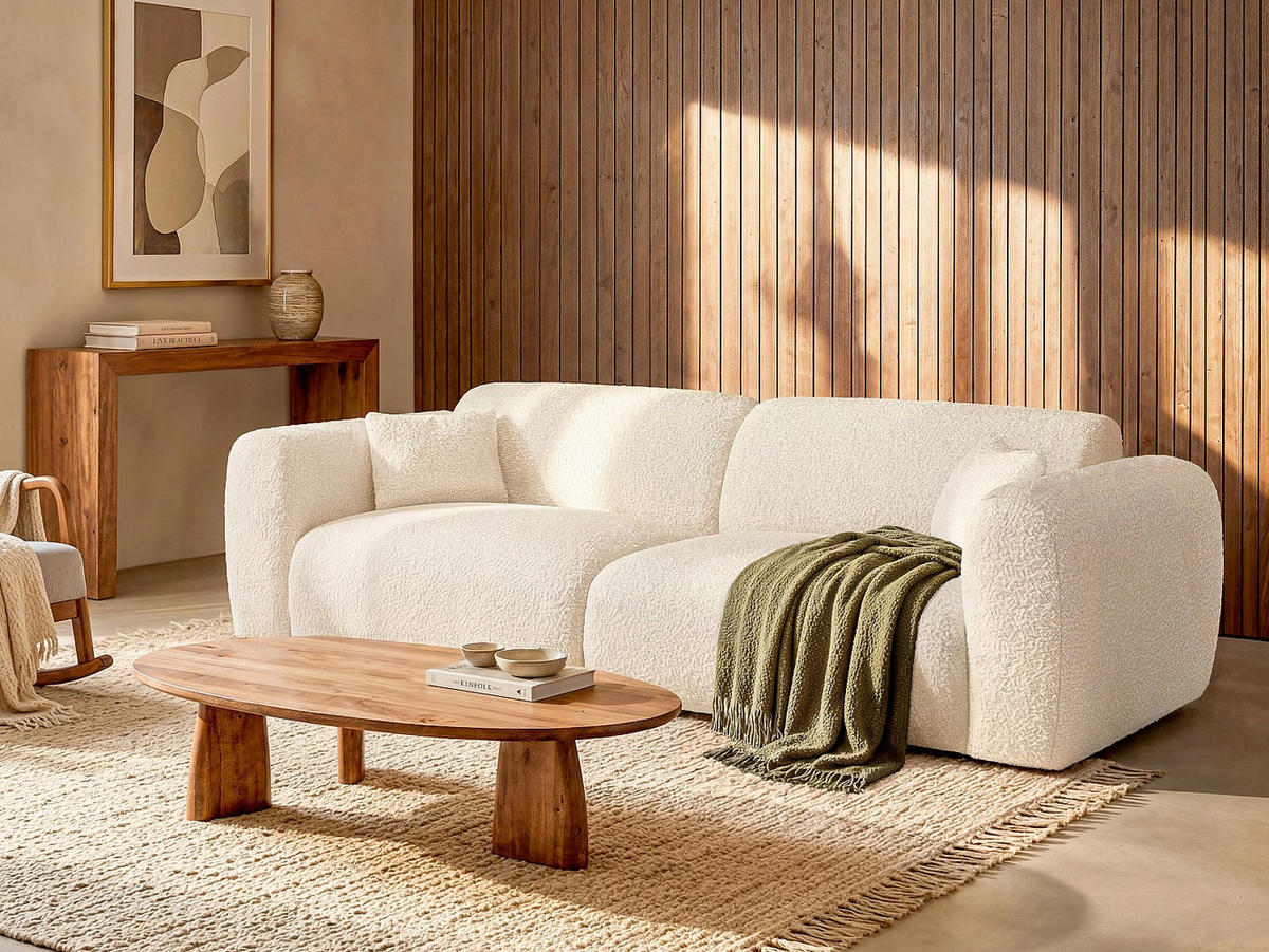 SCHLAFSOFA - 4 Personen - stoff - weiß Pogni - Weiß, Textil (240/73/97cm) - Vente-Unique