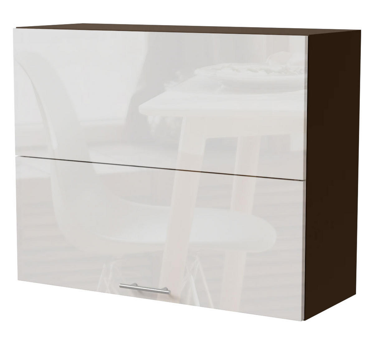 KÜCHENHÄNGESCHRANK Essen W8B/90-AV Weiß Hochglanz / Lava Matt 90 / 32,5 / 72cm - Dunkelgrau/Weiß Hochglanz, Holz/Holzwerkstoff (90/72/32.5cm) - Feldmann-Wohnen