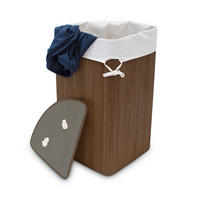 ECKWÄSCHEKORB - Braun, Holz/Textil (49.5/65/37cm) - Relaxdays