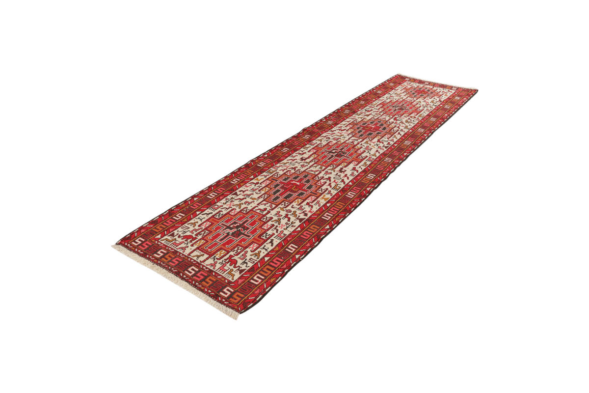 KELIM-LÄUFER handgewebt Sumak Shahsavan Beige, Rot 289/75 cm Schurwolle - Beige/Rot, Textil (75/289cm) - Looma