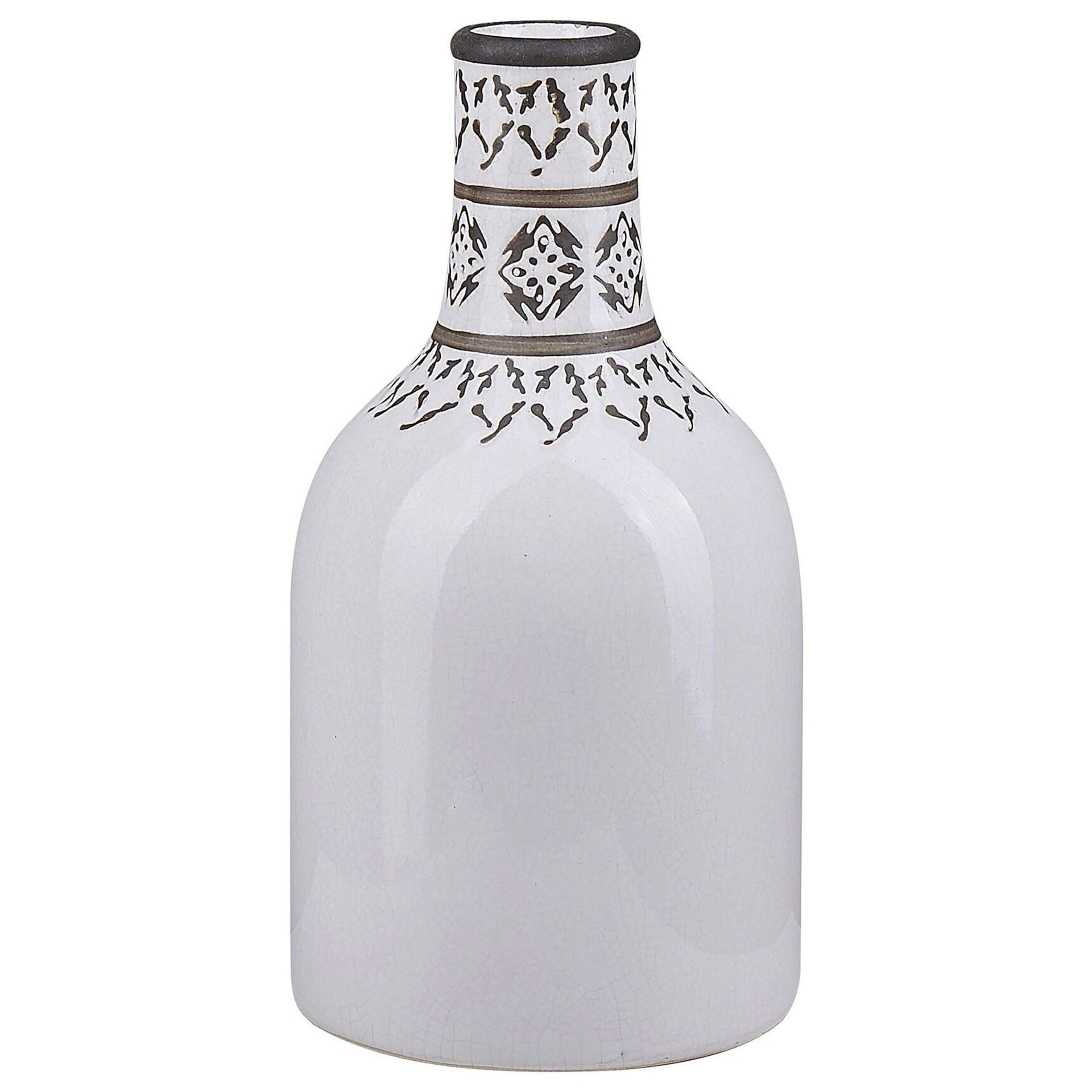 BLUMENVASE Steinzeug weiß Ankon - Weiß, Stein (25cm) - Beliani