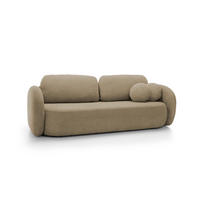 SOFA OLIO Mit Schlaffunktion Und Bettkasten, Bonell-Taschenfederung, Aragon-Stoff, lose Rückenkissen, freistehend, 238x101x86 cm Cappuccino - Cappuccino, Holz/Textil (238/86/101cm) - DomoHome
