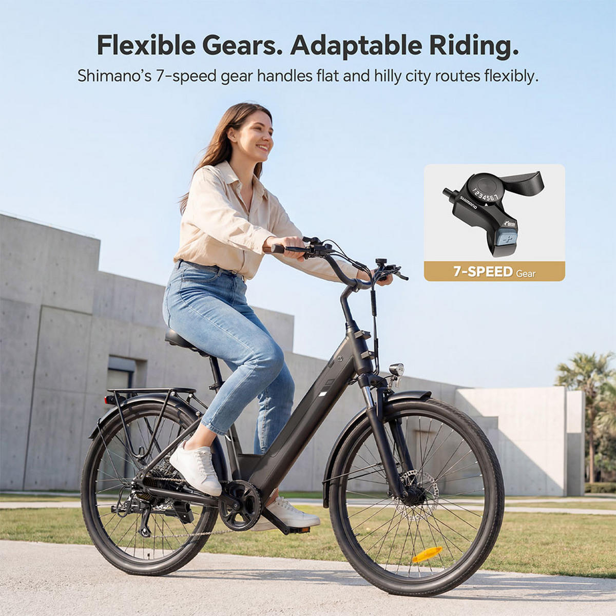 E-BIKE Touroll J2 ST Pro – 100km Reichweite, hydraulische Bremsen, Step-Thru Rahmen - Graphitfarben, Metall (120cm)