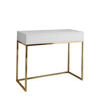 SCHMINKTISCH Cubic 100 Weiß, mit Goldgestell - Goldfarben/Weiß, Holzwerkstoff/Metall (35/100/80cm) - Bettso