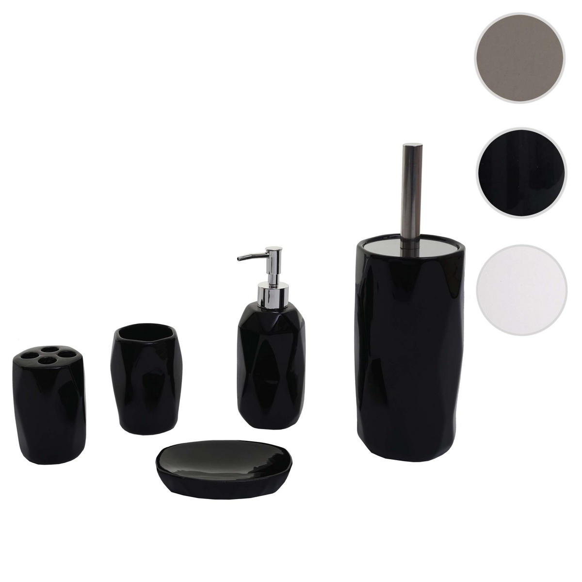 BADSET Schwarz 5er-Set - Schwarz, Keramik (13/32/10cm) - MCW