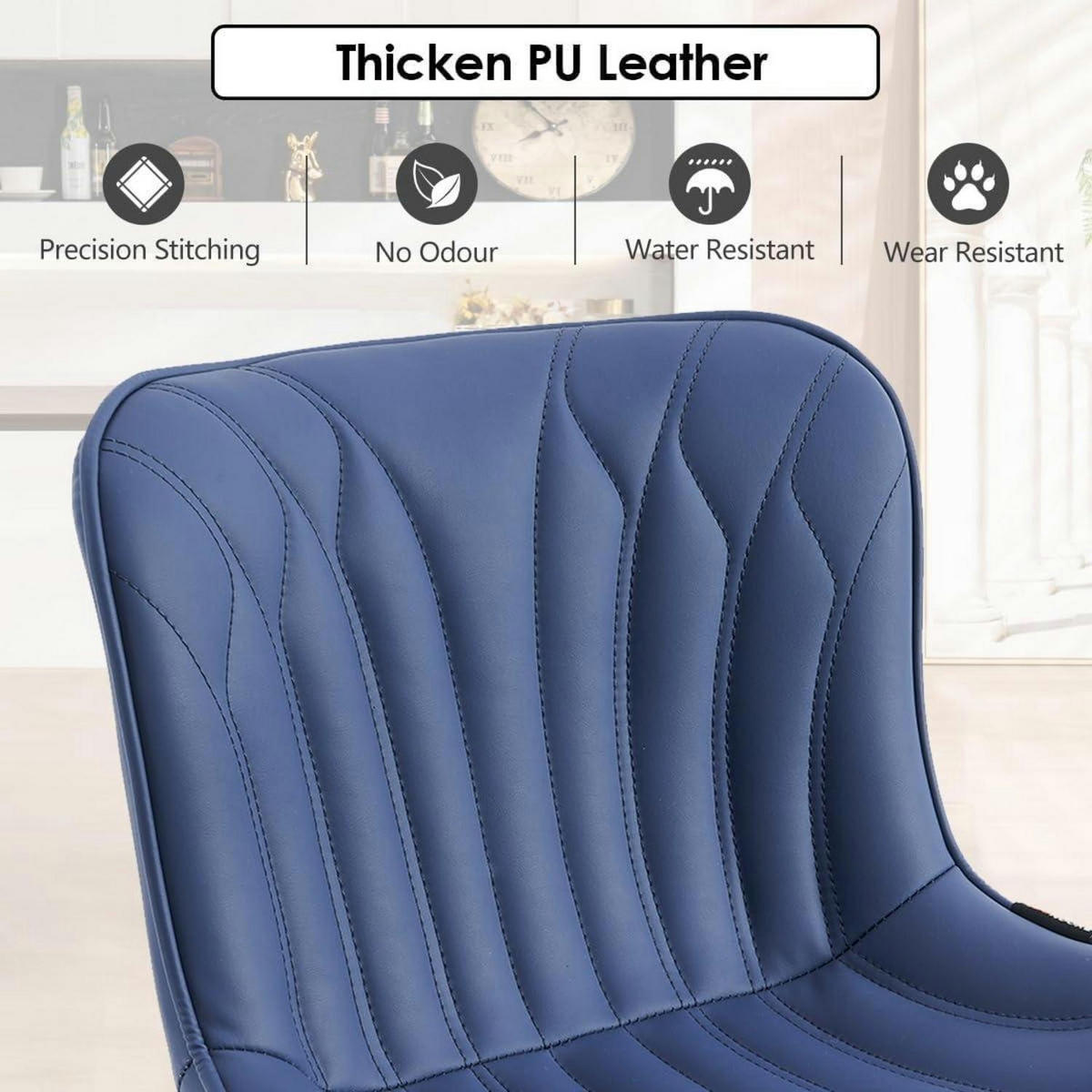 BARHOCKER 2er Set Kunstleder Marineblau Höhenverstellbar - Dunkelblau, Kunststoff (83/54/48cm)