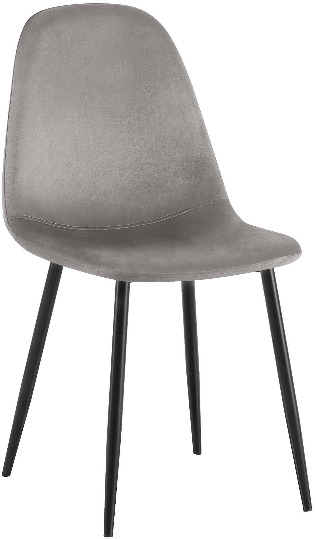 STUHL Samt Grau - Schwarz/Grau, Textil/Metall (44/88/51cm) - CLP
