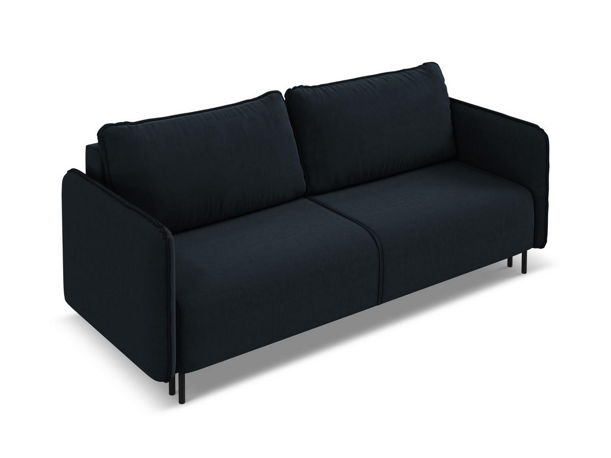 3-SITZER SOFA mit Schlaffunktion Samt Stoff Blau - Blau/Petrol, Kunststoff/Textil (216/86/105cm) - Makamii