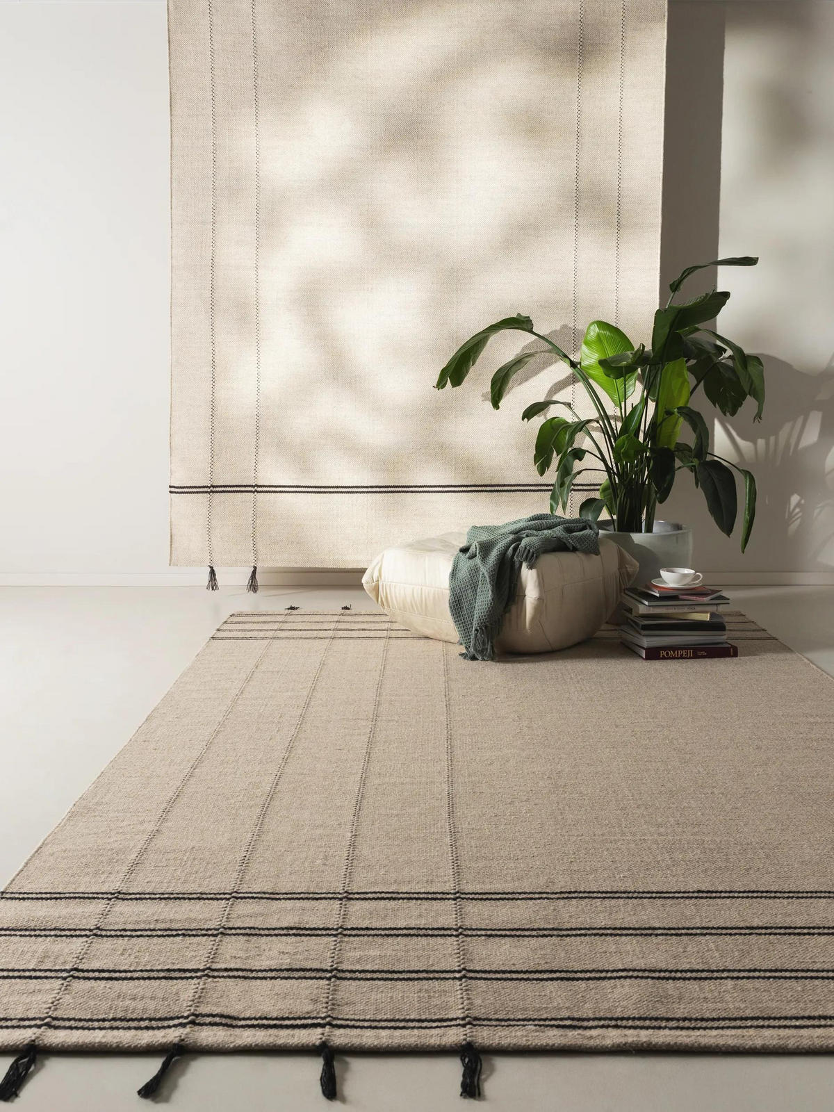 WOLLTEPPICH Kambiz Beige/Schwarz 120x170 cm - Beige, Textil (120/170cm) - benuta Pure