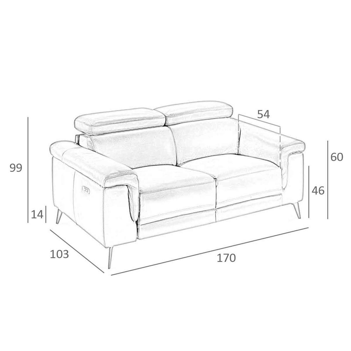SOFA 2-Sitzer-Relaxsofa aus schokoladenbraunem Leder 170/103/99 cm - Braun, Leder (170/99/103cm) - ANGEL CERDA