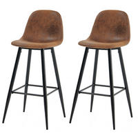 BARHOCKER 2er-Set, Sitzhöhe 77 cm, gepolstert mit Wildlederoptik-Bezug, Braun - Braun, Metall (49/103.5/42cm) - Meubles Cosy