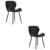 STUHL Schwarz 46x53 cm MANGO Öko-Leder 2 Stück - Schwarz, Kunststoff (46/41/53cm)