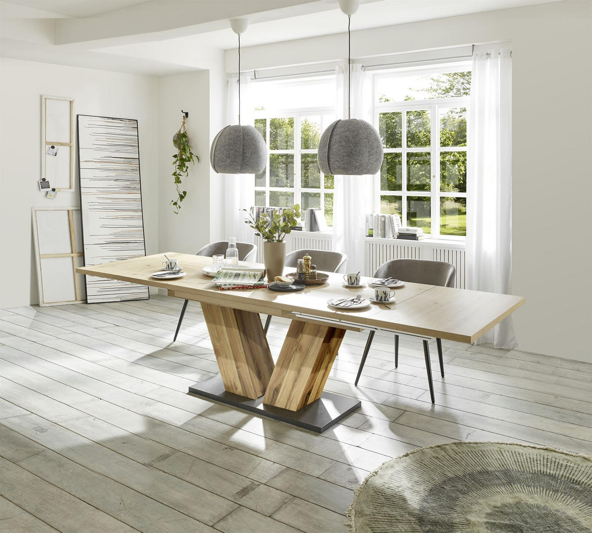 ESSTISCH ausziehbar Elena 160x90x76 Plankeneiche/Asteiche - Naturfarben, Holzwerkstoff (160/90/76cm) - 58aufmkessel
