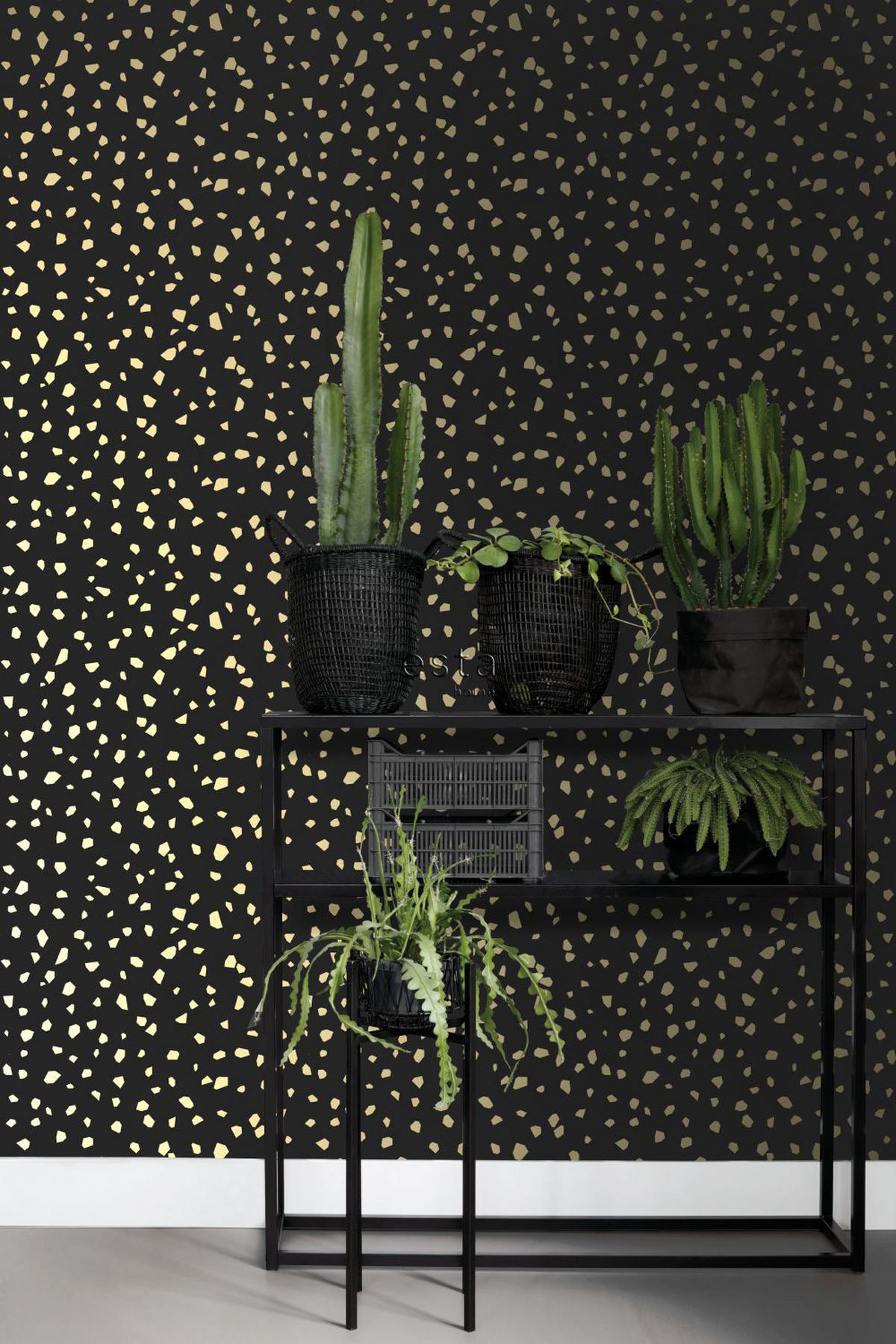 TAPETE Terrazzo-Motiv 53 cm x 10.05 m - Schwarz, Papier (53/1000cm) - ESTAhome