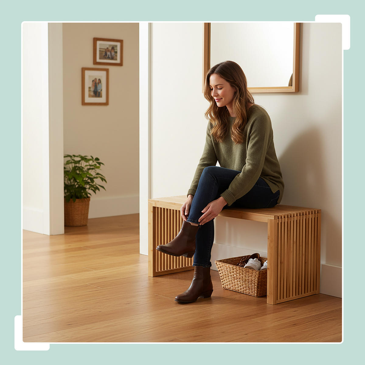 SITZBANK - Hellbraun, Holz/Textil (90/43/33cm) - Relaxdays