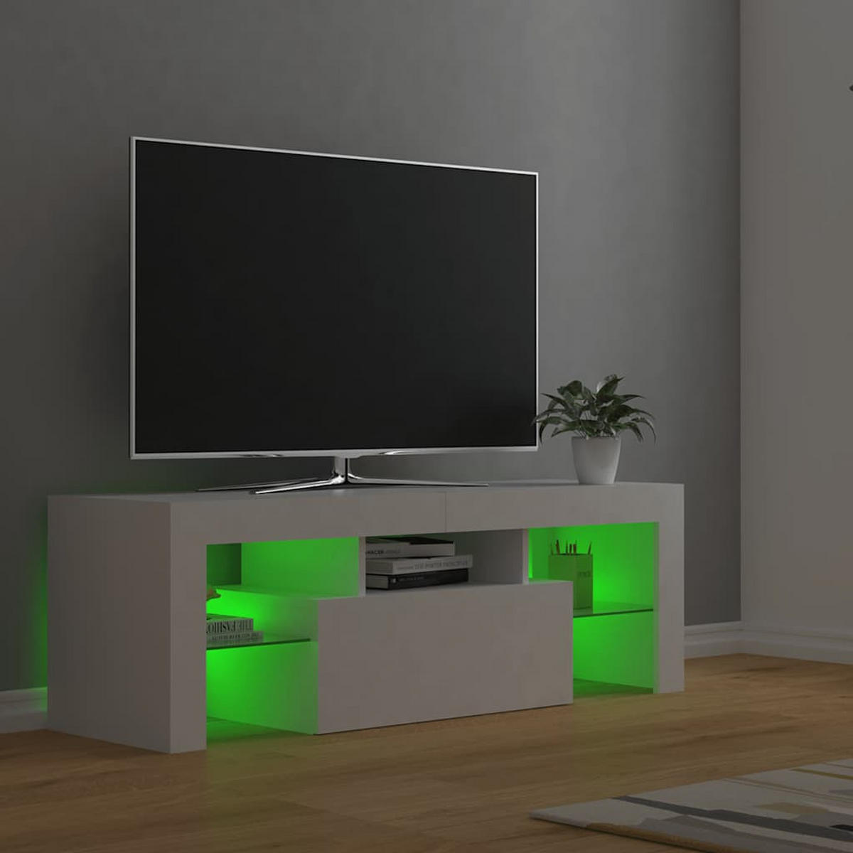 TV-SCHRANK Mit Led-Leuchten Weiss 120/35/40 Cm - Weiß, Holzwerkstoff (41/44/102cm) - vidaXL