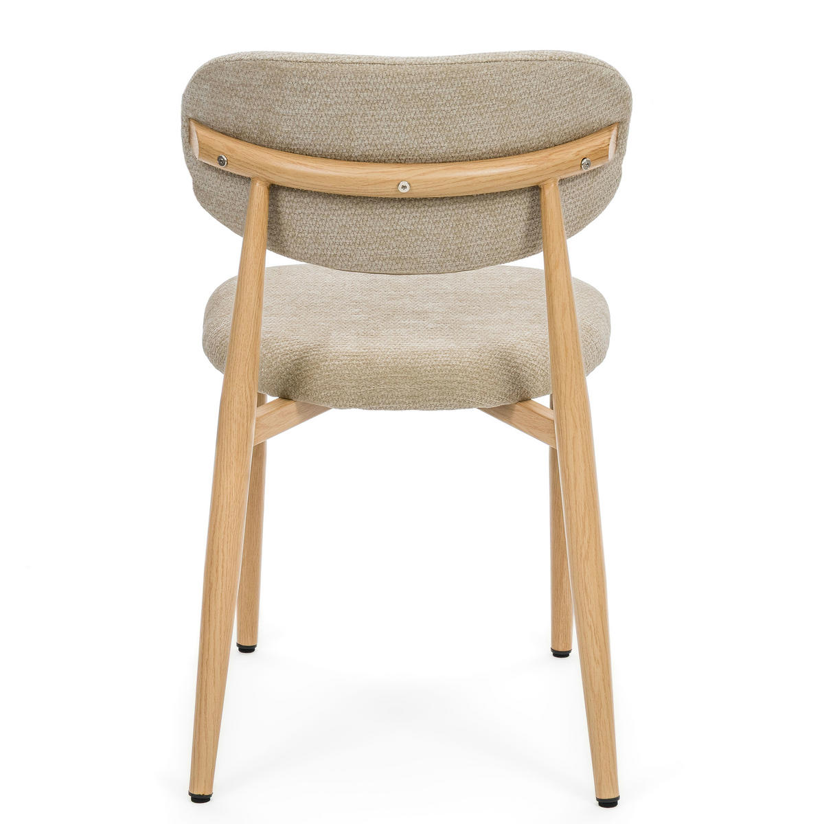 STUHL ALMO gepolstert Beine in Holzoptik - hellbeige - Chenille - Sandfarben/Eichefarben, Textil/Metall (47/77/54cm) - NEW HOME