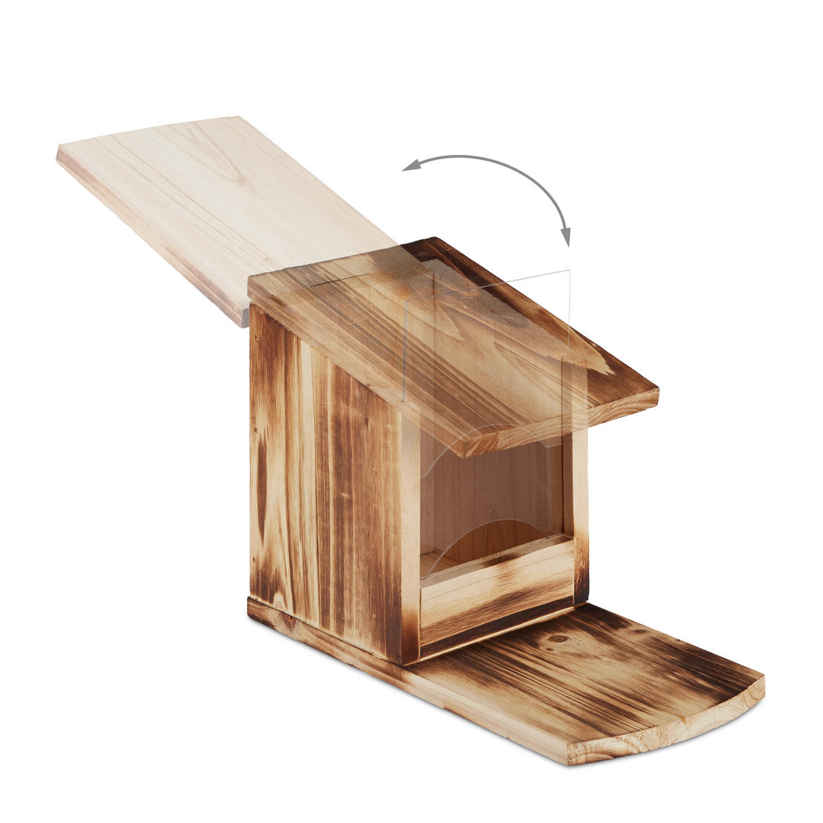 EICHHÖRNCHEN Futterhaus - Braun, Holz/Kunststoff (12/17.5/25cm) - Relaxdays