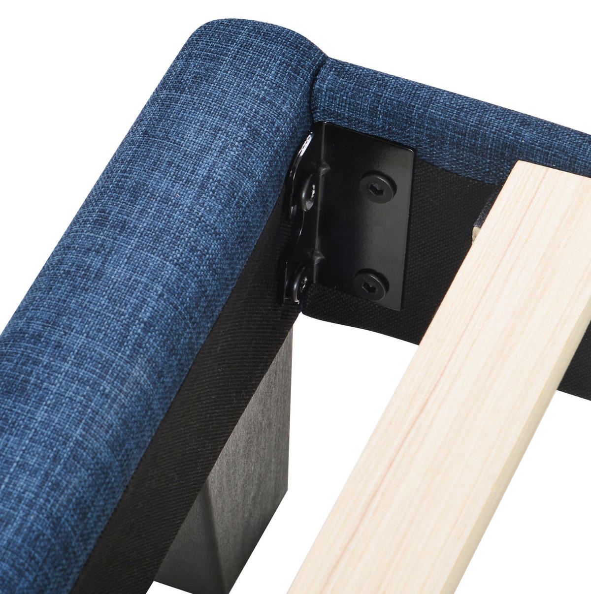 POLSTERBETT aus Leinen 90x200 cm in Blau mit Lattenrost - Blau, Textil (90/200cm) - Modfu