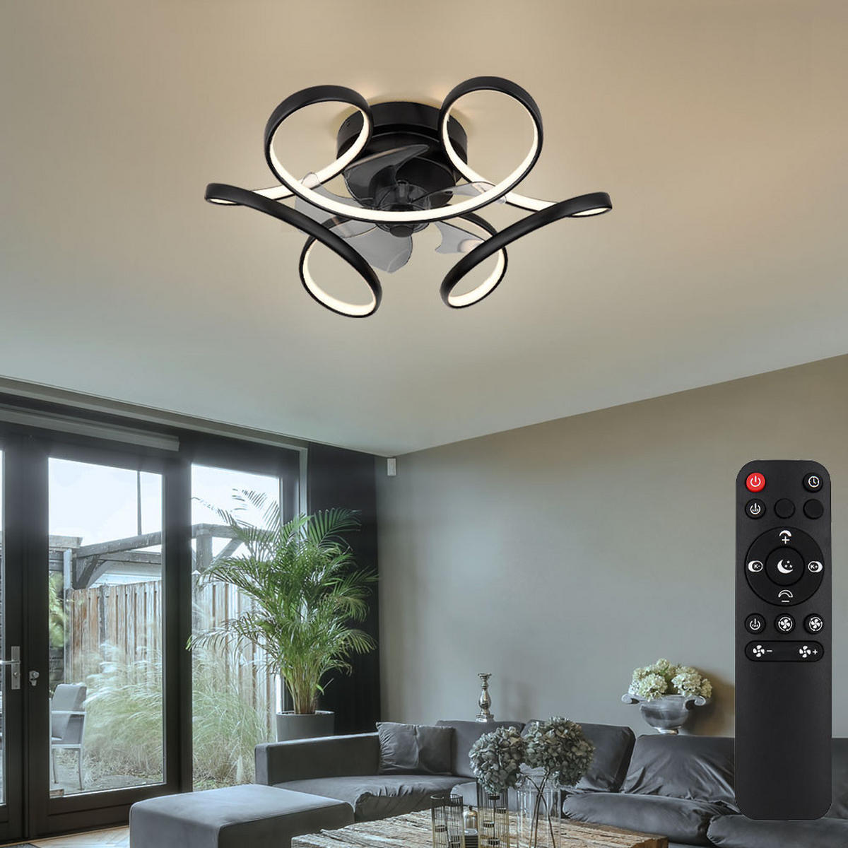 LED DECKENLEUCHTE Metall Schwarz - Schwarz, Metall (56/56/21cm) - Globo Lighting