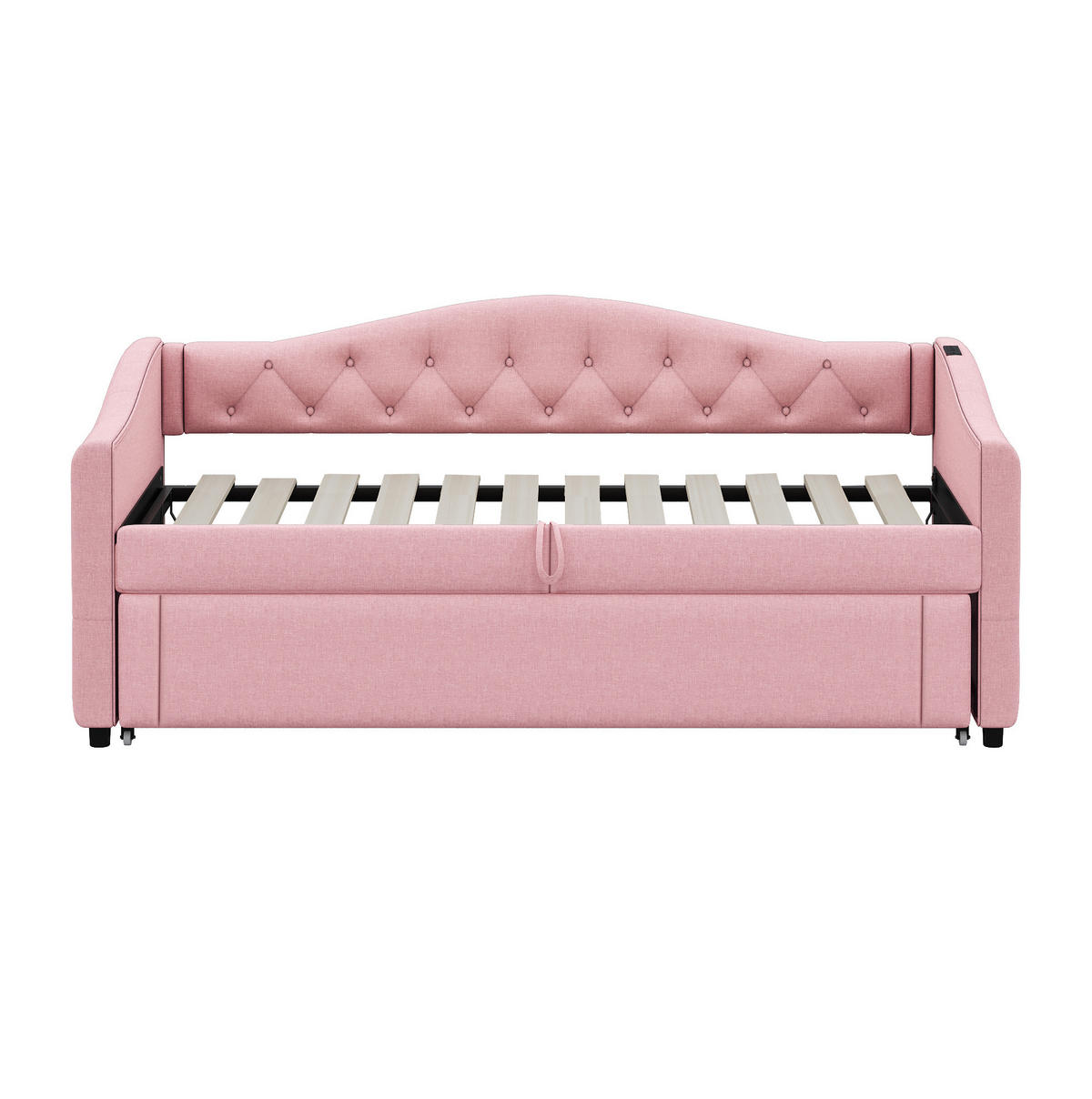 POLSTERBETT 90/200 cm mit USB-Anschluss und Lattenrost in Rosa - Pink, Textil (90/200cm) - BEAOK