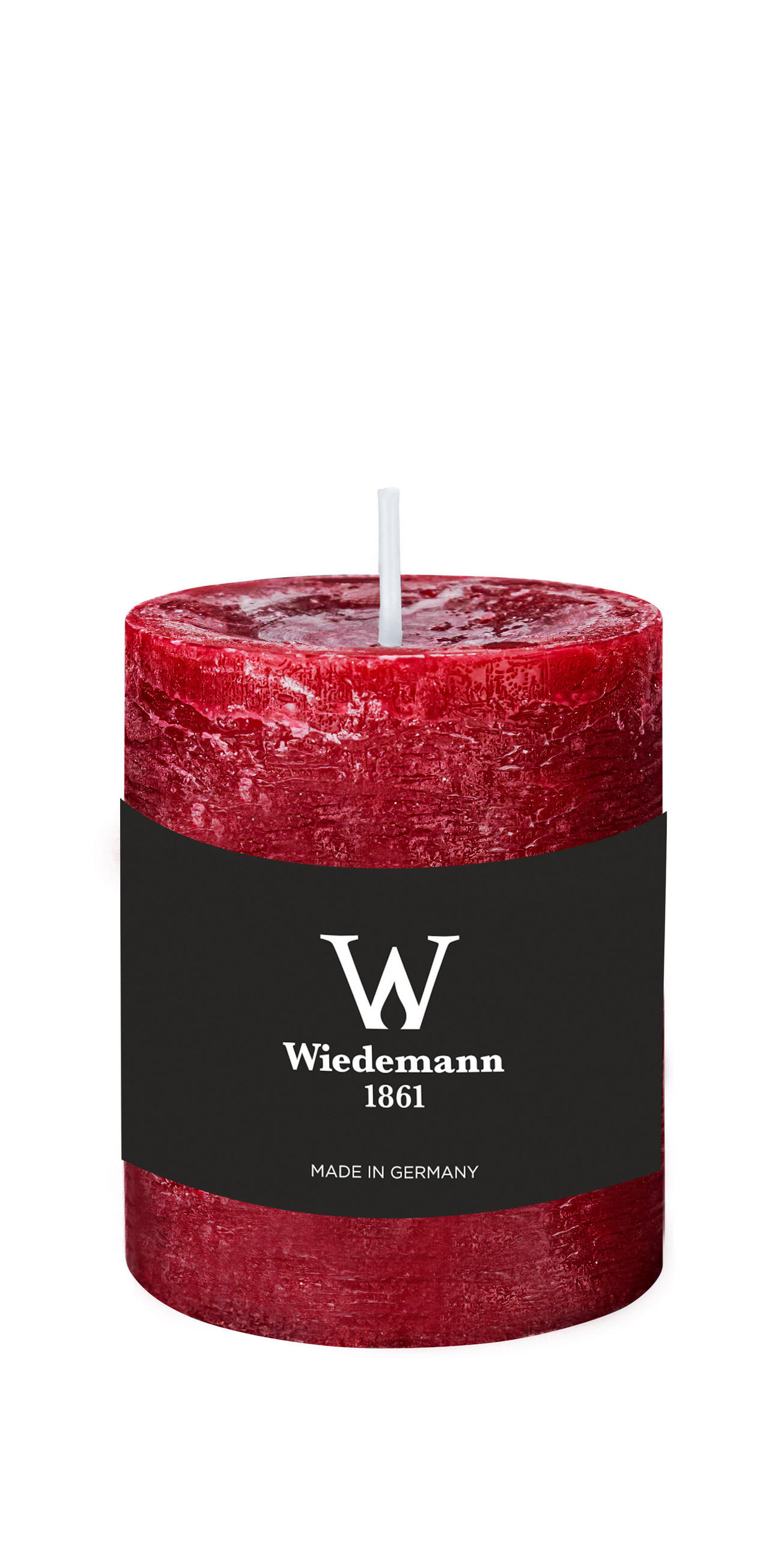 STUMPENKERZE Rustik Marble Style Bordeaux 80 x Ø 68 mm, 1 Stück - Bordeaux, Paraffin (8cm) - Wiedemann Kerzen